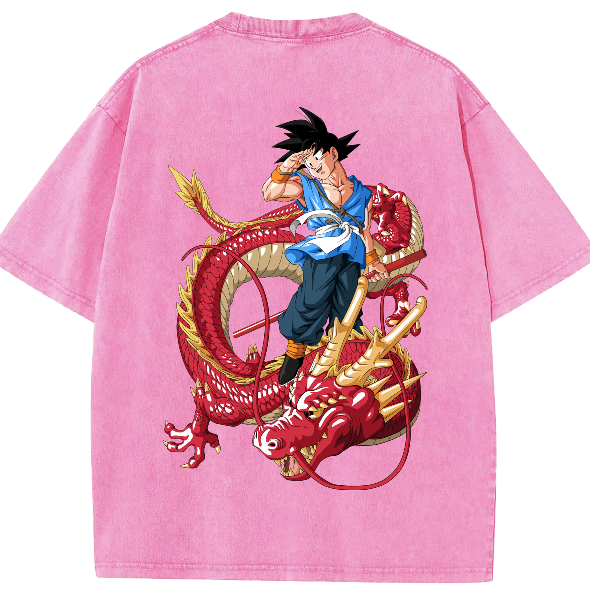 （画像用） ドラゴンボール 孫悟空（そん ごくう）Son Goku カカロット DRAGON BALL Kakarotto 綿100% ヴィンテージ風 半袖Tシャツ（背面プリント）